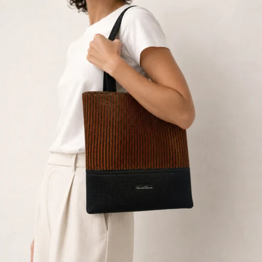 CNR 235 Tote Bag Orange close-up model shot